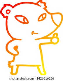 warm gradient line drawing of a cute cartoon bear