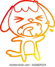 warm gradient line drawing of a cute cartoon dog barking