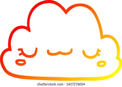 dibujo de línea de degradado cálido de una nube de dibujos animados adorable
