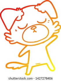 warm gradient line drawing of a cute cartoon dog