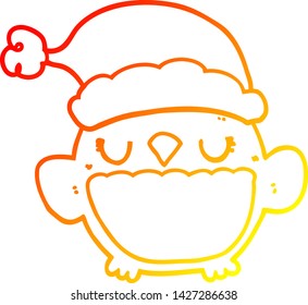 warm gradient line drawing of a cute christmas owl