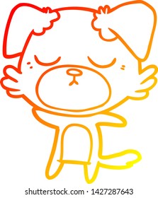 dibujo de línea de gradiente cálido de un perro de dibujos animados lindo