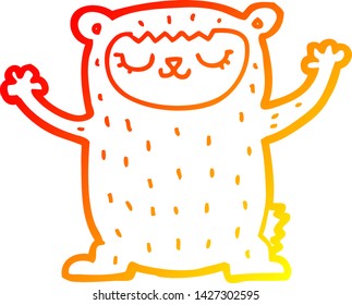 warm gradient line drawing of a cute cartoon bear