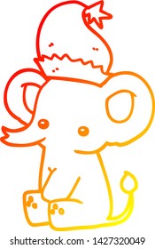 warm gradient line drawing of a cute christmas elephant
