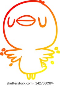 warm gradient line drawing of a cute cartoon chick flapping wings