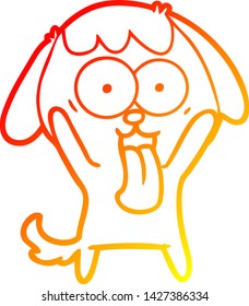 warm gradient line drawing of a cute cartoon dog