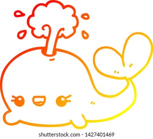 desenho de linha gradiente quente de uma bela baleia de desenho animado
