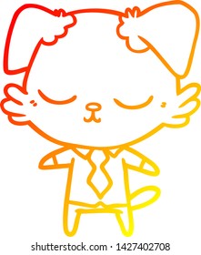 warm gradient line drawing of a cute cartoon dog