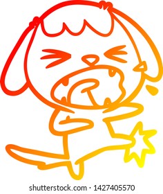 warm gradient line drawing of a cute cartoon dog barking