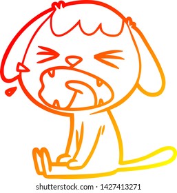 warm gradient line drawing of a cute cartoon dog barking
