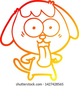 warm gradient line drawing of a cute cartoon dog