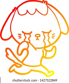dibujo de línea de gradiente cálido de una tira de cachorro adorable llorando