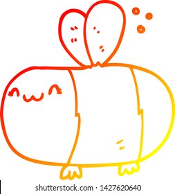 warm gradient line drawing of a cute cartoon bee