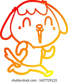 warm gradient line drawing of a cute cartoon dog