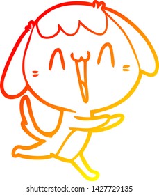 warm gradient line drawing of a cute cartoon dog