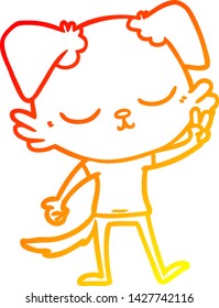 dibujo de línea de gradiente cálido de un perro de dibujos animados lindo