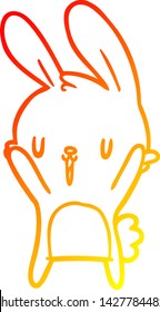warm gradient line drawing of a cute cartoon rabbit