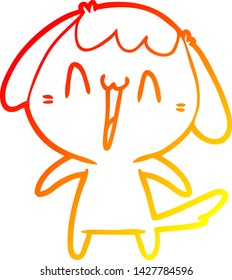 warm gradient line drawing of a cute cartoon dog