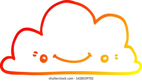 dibujo de línea de degradado cálido de una nube de dibujos animados adorable
