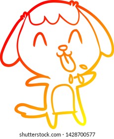 warm gradient line drawing of a cute cartoon dog