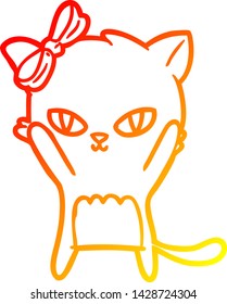 warme Farbverlauf-Linienzeichnung einer süßen Cartoon-Katze