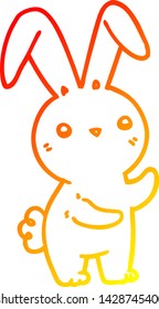 dibujo de línea de degradado cálido de un conejo de dibujos animados lindo