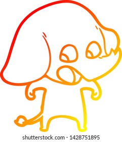warm gradient line drawing of a cute cartoon elephant