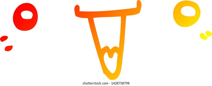 dibujo de línea de degradado cálido de una cara de dibujos animados adorable