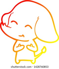 dibujo de línea de gradiente cálido de un tierno elefante de dibujos animados