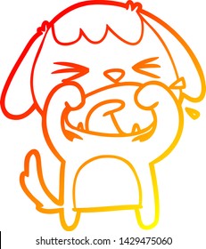 warm gradient line drawing of a cute cartoon dog barking