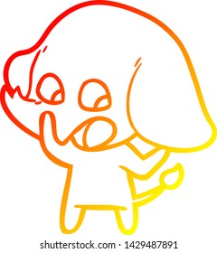 warm gradient line drawing of a cute cartoon elephant