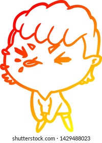 warm gradient line drawing of a cute cartoon rude girl