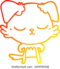 warm gradient line drawing of a cute cartoon dog