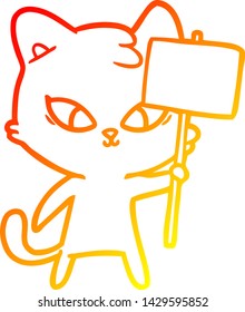 dibujo de línea de gradiente cálido de un gato lindo de dibujos animados