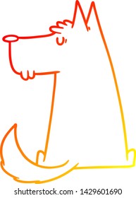 dibujo de línea de gradiente cálido de un perro de dibujos animados lindo