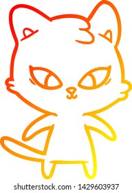 warme Farbverlauf-Linienzeichnung einer süßen Cartoon-Katze