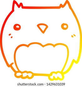 warm gradient line drawing of a cute cartoon owl