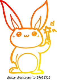 dibujo de línea de degradado cálido de un conejo de dibujos animados lindo