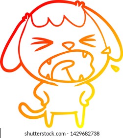 warm gradient line drawing of a cute cartoon dog barking