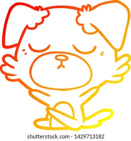 warm gradient line drawing of a cute cartoon dog