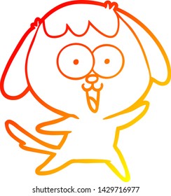 warm gradient line drawing of a cute cartoon dog