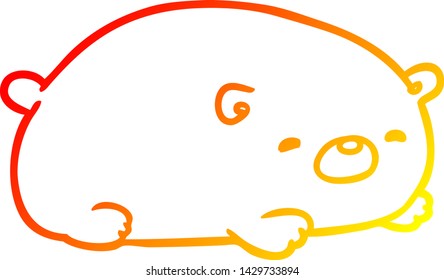 warm gradient line drawing of a cute polar bear