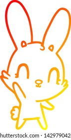 warm gradient line drawing of a cute cartoon rabbit