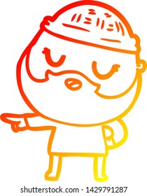 dibujo de línea de gradiente cálido de un tierno caricaturista con barba