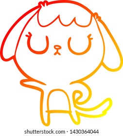 warm gradient line drawing of a cute cartoon dog