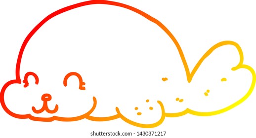 dibujo de línea de gradiente cálido de un sello de dibujos animados lindo