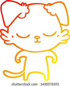 dibujo de línea de gradiente cálido de un perro de dibujos animados lindo