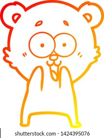 warm gradient line drawing of a excited teddy bear cartoon