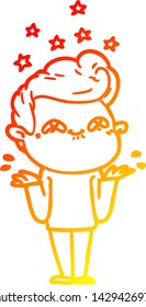 warm gradient line drawing of a excited man cartoon