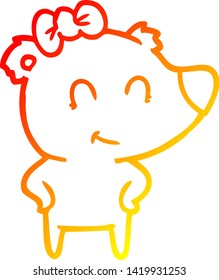 warm gradient line drawing of a female bear cartoon